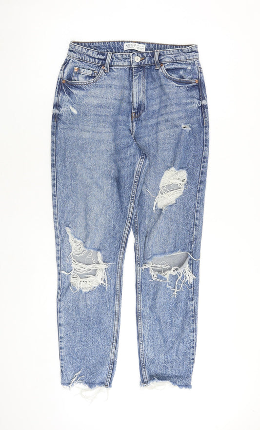 Denim & Co. Womens Blue Cotton Mom Jeans Size 10 Regular Zip