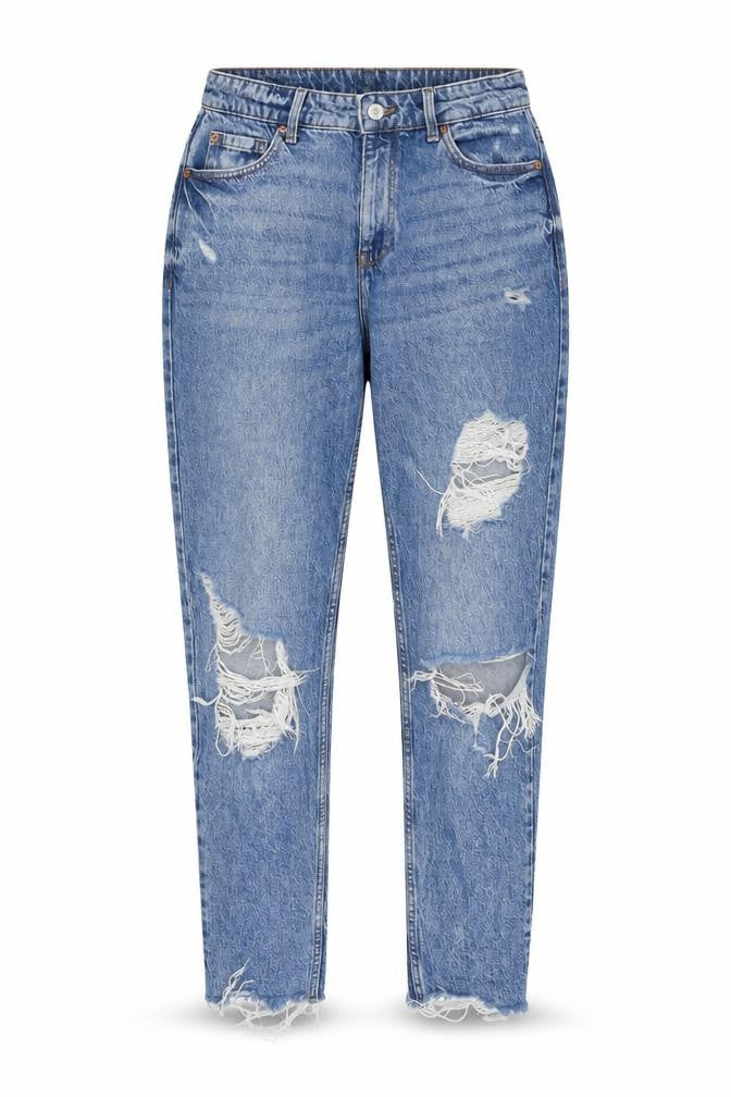Denim & Co. Womens Blue Cotton Mom Jeans Size 10 Regular Zip