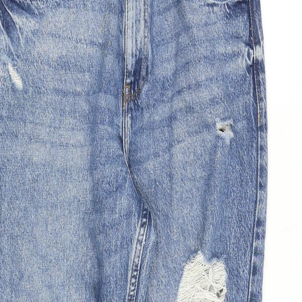 Denim & Co. Womens Blue Cotton Mom Jeans Size 10 Regular Zip