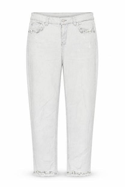Front view of monari women’s grey cotton mom jeans, size UK 30, in regular zip