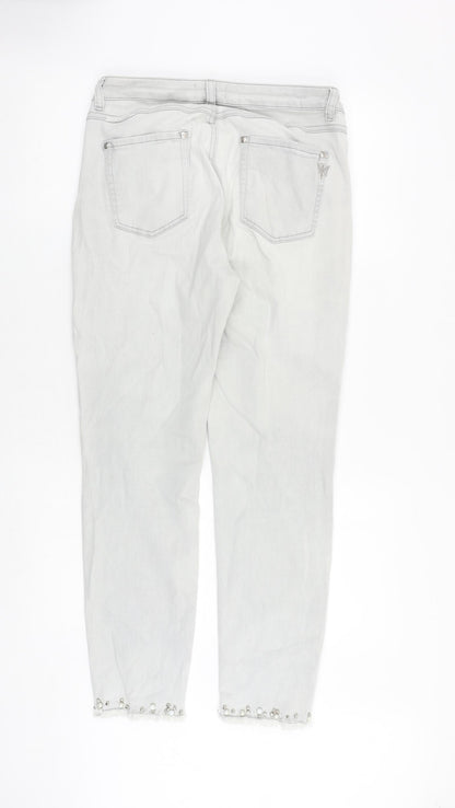 Back view of monari women’s grey cotton mom jeans, size UK 30, in regular zip