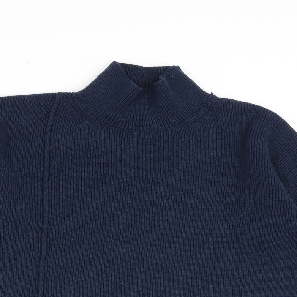 Marks and Spencer Womens Multicoloured Mock Neck Cotton Pullover Jumper Size XS