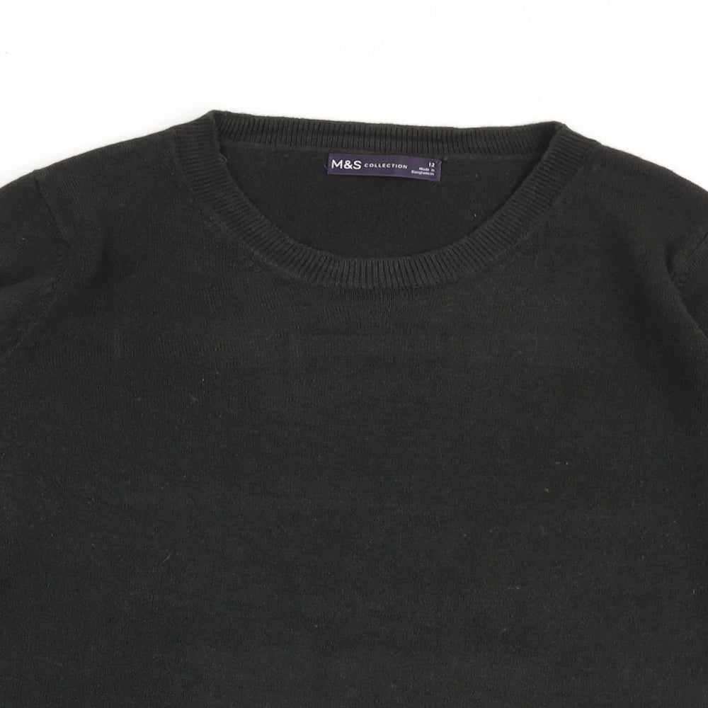 Marks and Spencer Womens Grey Round Neck Acrylic Pullover Jumper Size 12
