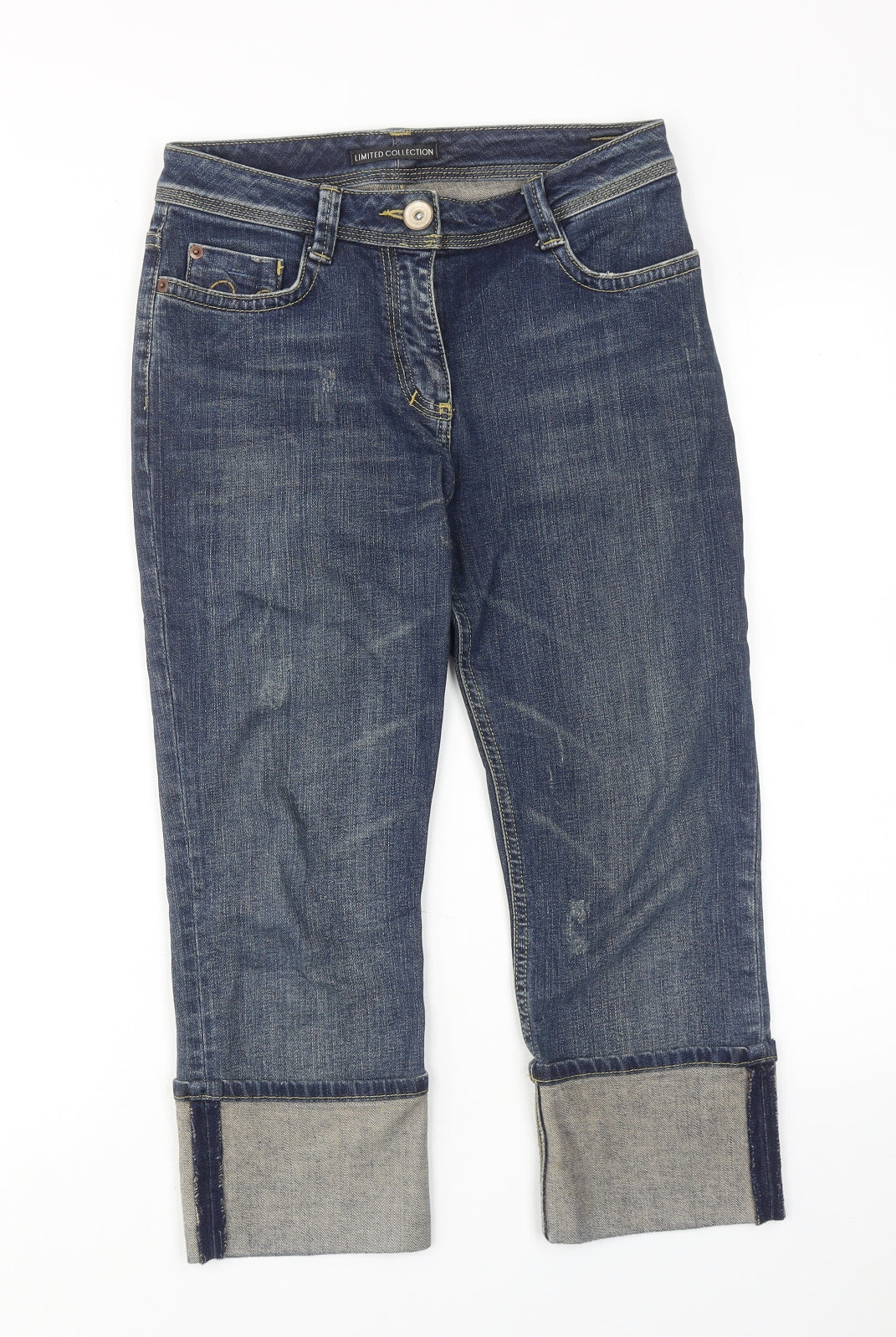 Limited Collection Womens Blue Cotton Straight Jeans Size 8 Regular Zip