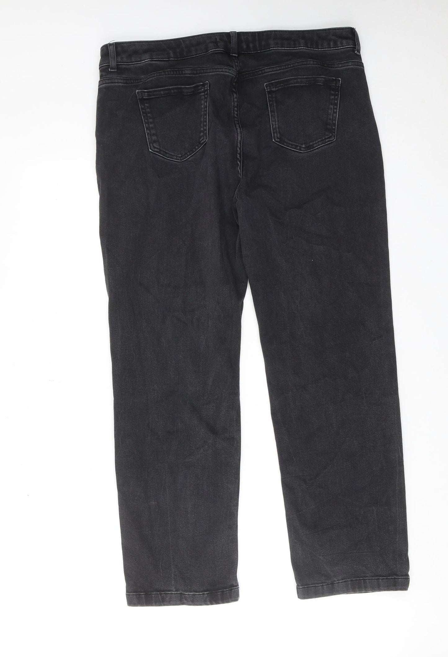 Marks and Spencer Womens Black Cotton Straight Jeans Size 36 in Regular Zip