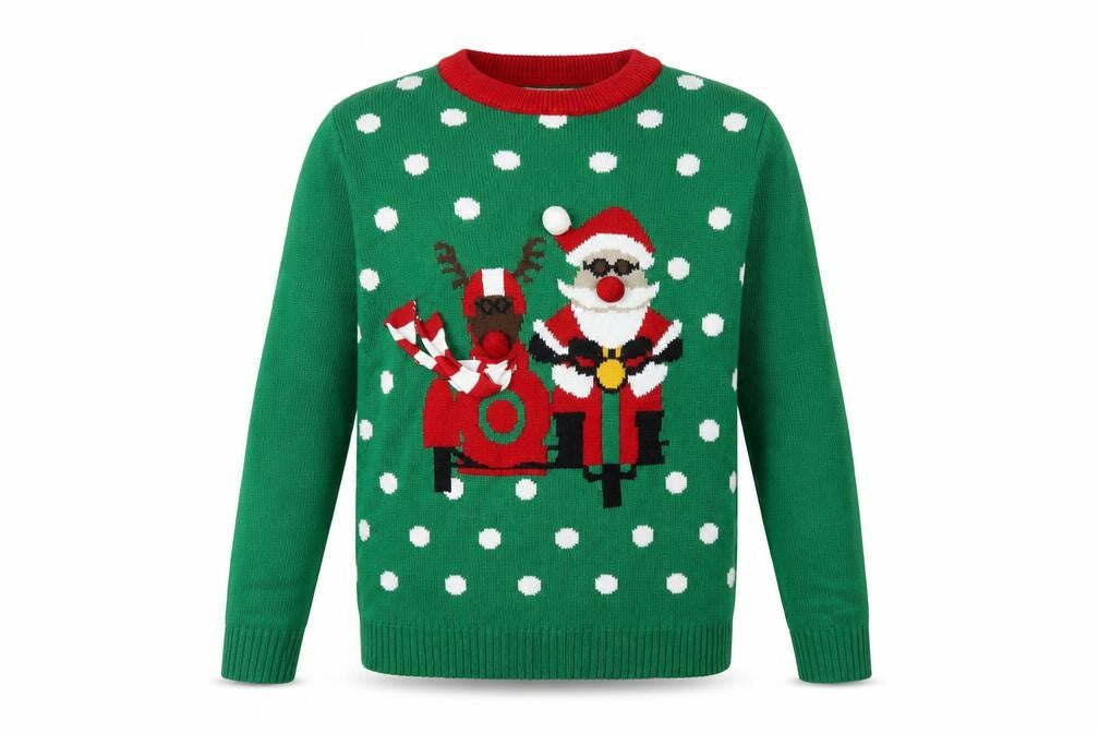 Next Mens Green Roll Neck Acrylic Pullover Jumper Size S Long Sleeve - Santa Claus Christmas