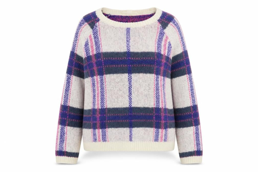 H&M Womens Purple Round Neck Geometric Acrylic Pullover Jumper Size XL