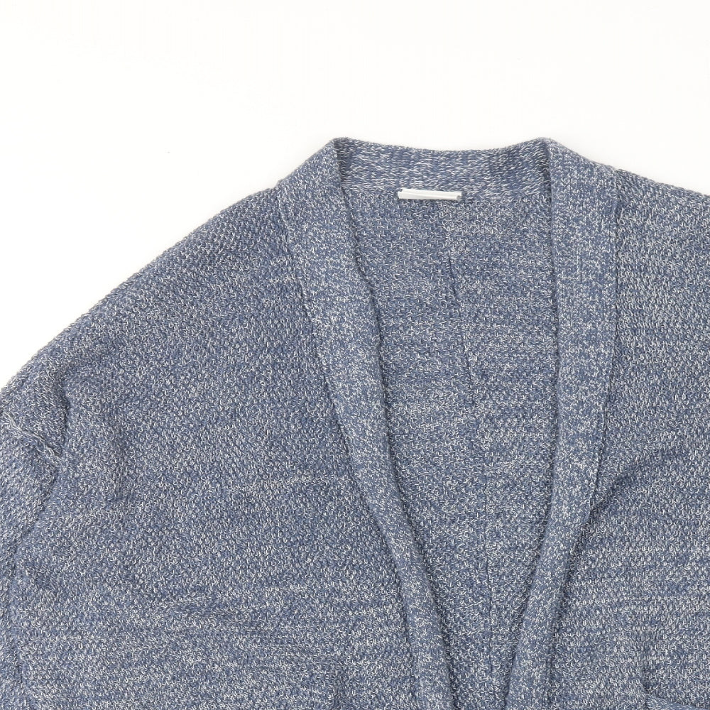 VILA Womens Blue V-Neck Geometric Cotton Cardigan Jumper Size S