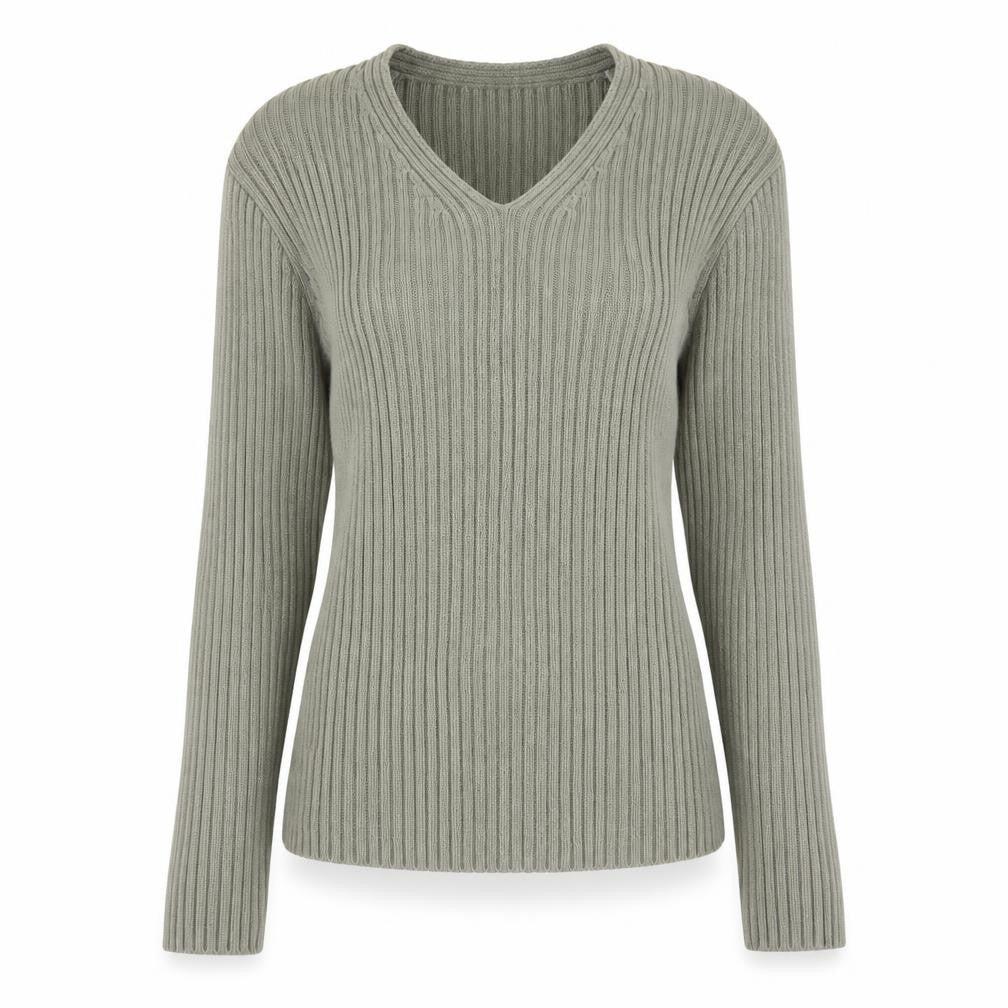 NAF NAF Womens Green V-Neck Cotton Pullover Jumper Size L