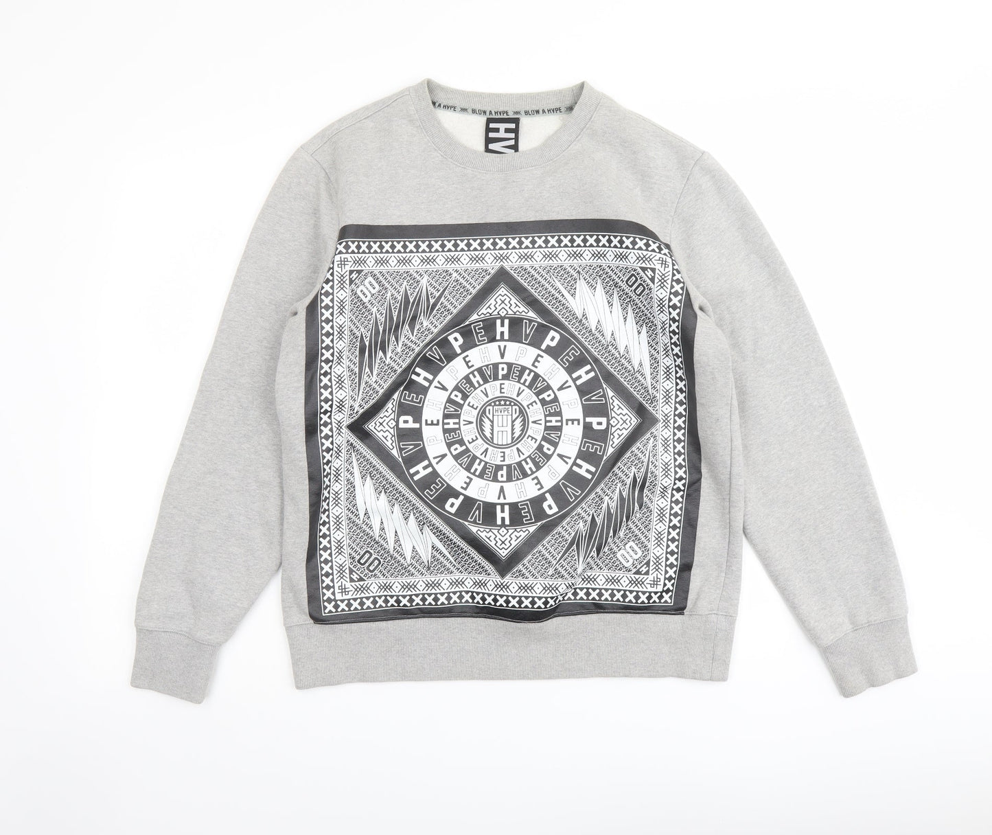 HVPE Mens Grey Cotton Pullover Sweatshirt Size S