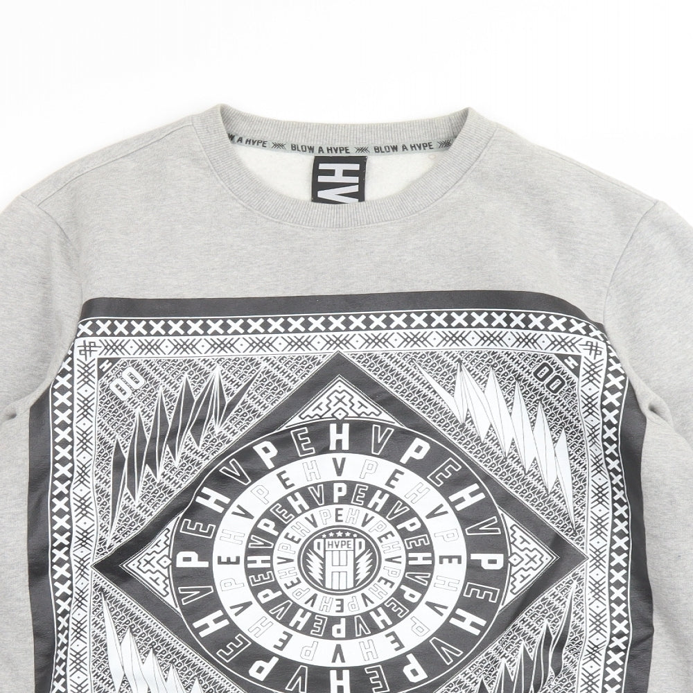 HVPE Mens Grey Cotton Pullover Sweatshirt Size S