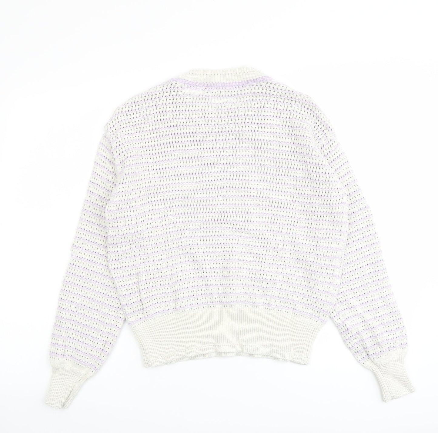 Marks and Spencer Womens Purple Round Neck Cotton Pullover Jumper Size S