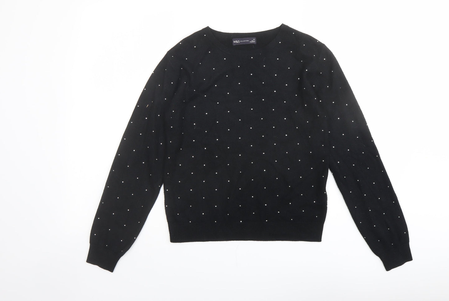 Marks and Spencer Womens Black Round Neck Viscose Pullover Jumper Size XS