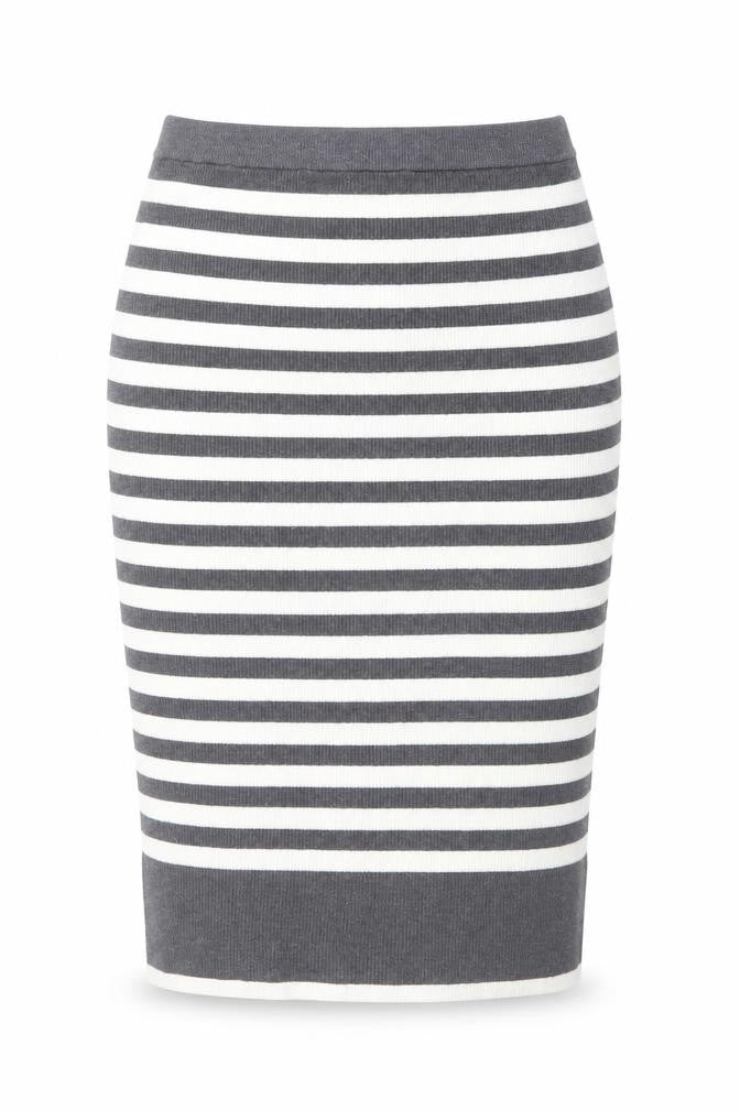 Marks & Spencer Womens Grey Striped Viscose Straight & Pencil Skirt Size L