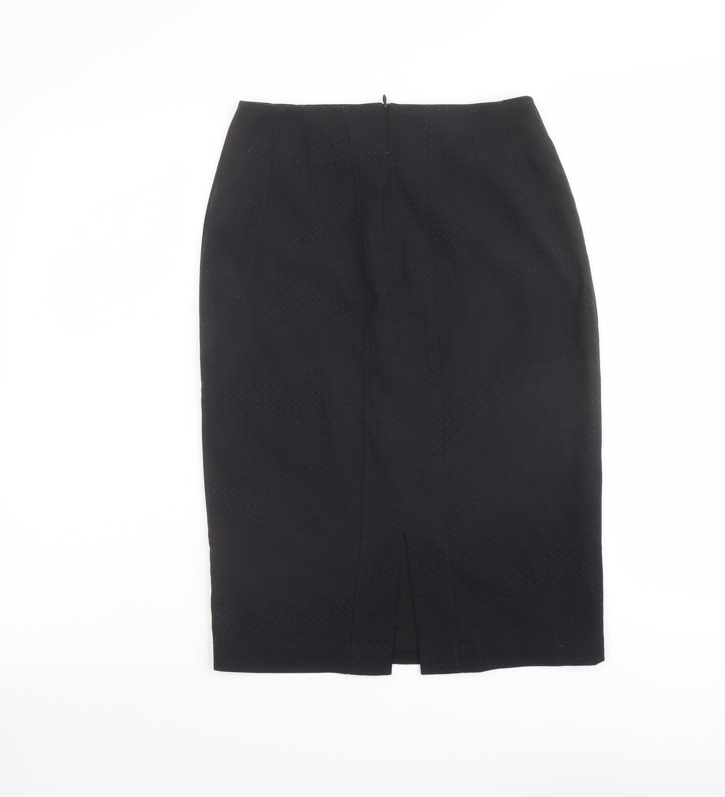 Warehouse Womens Black Polka Dot Polyester A-Line Skirt Size 6 Zip