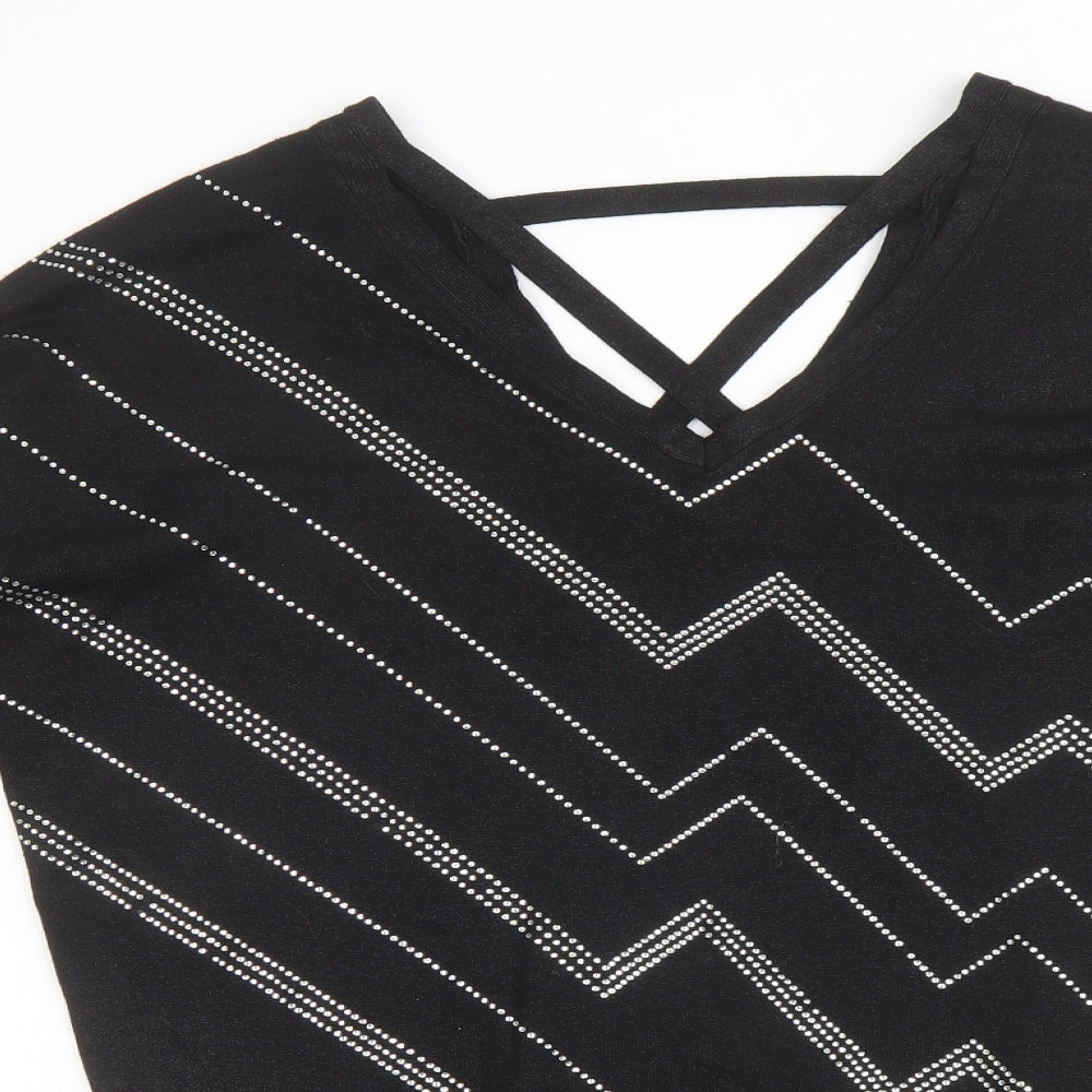 Star Womens Black V-Neck Viscose Pullover Jumper Size 12