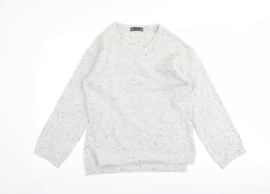 Marks and Spencer Womens Grey V-Neck Acrylic Pullover Jumper Size XS