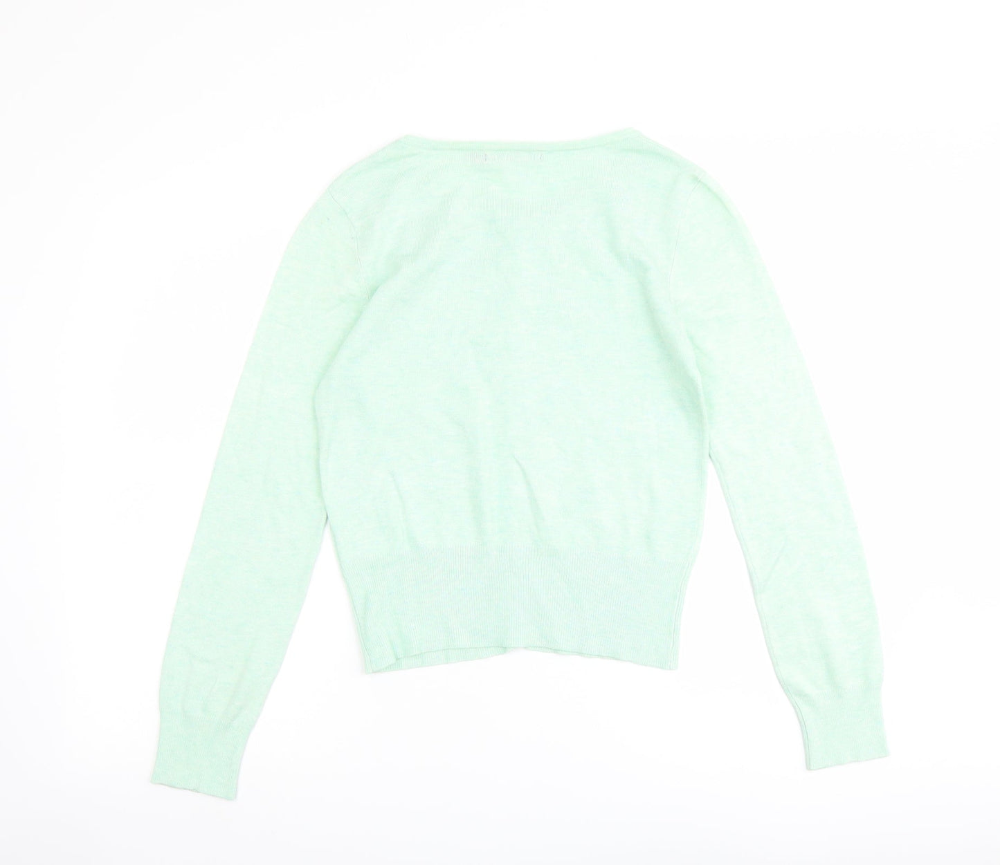 Ana Capri Womens Green Round Neck Viscose Cardigan Jumper Size S
