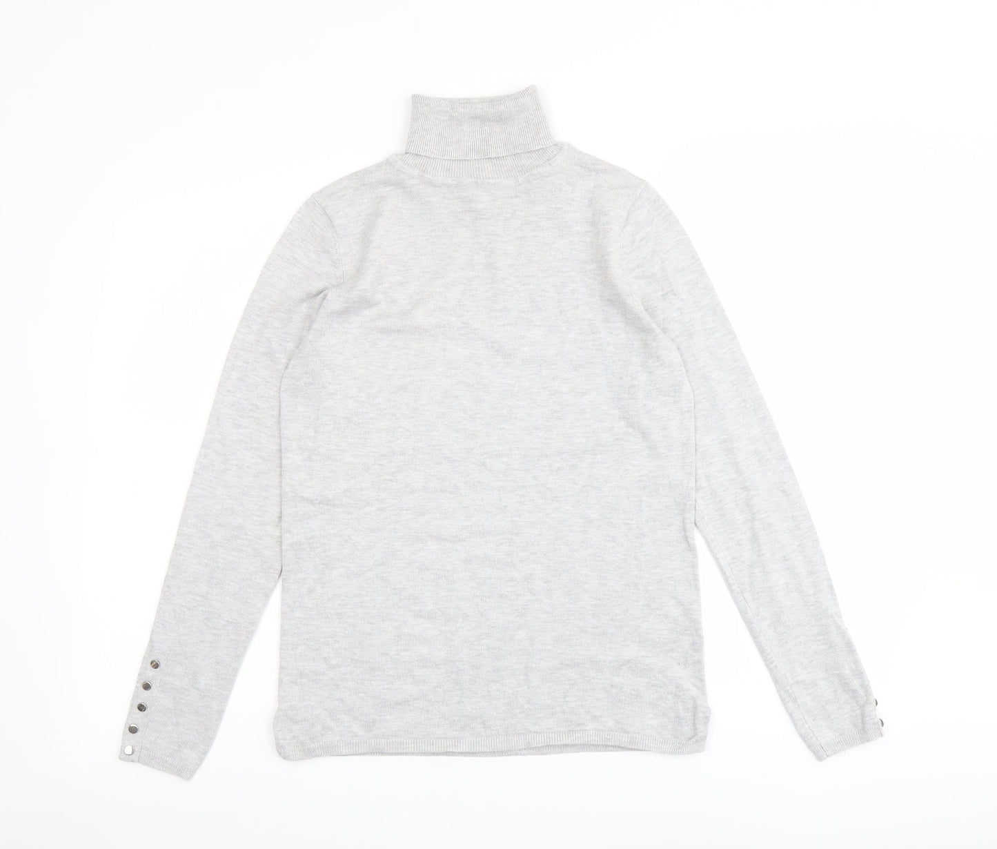 M&Co Womens Grey Roll Neck Viscose Pullover Jumper Size 10