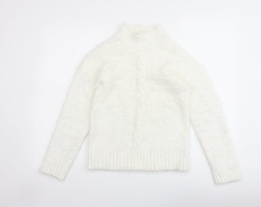 Select Womens Ivory Mock Neck Polyester Pullover Jumper Size L