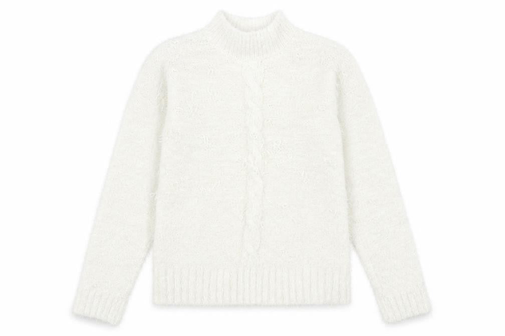Select Womens Ivory Mock Neck Polyester Pullover Jumper Size L