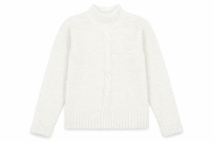 Select Womens Ivory Mock Neck Polyester Pullover Jumper Size L