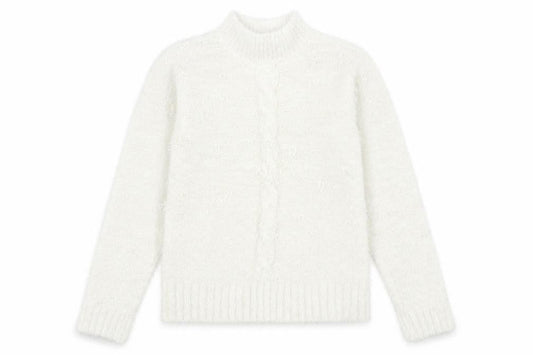 Select Womens Ivory Mock Neck Polyester Pullover Jumper Size L