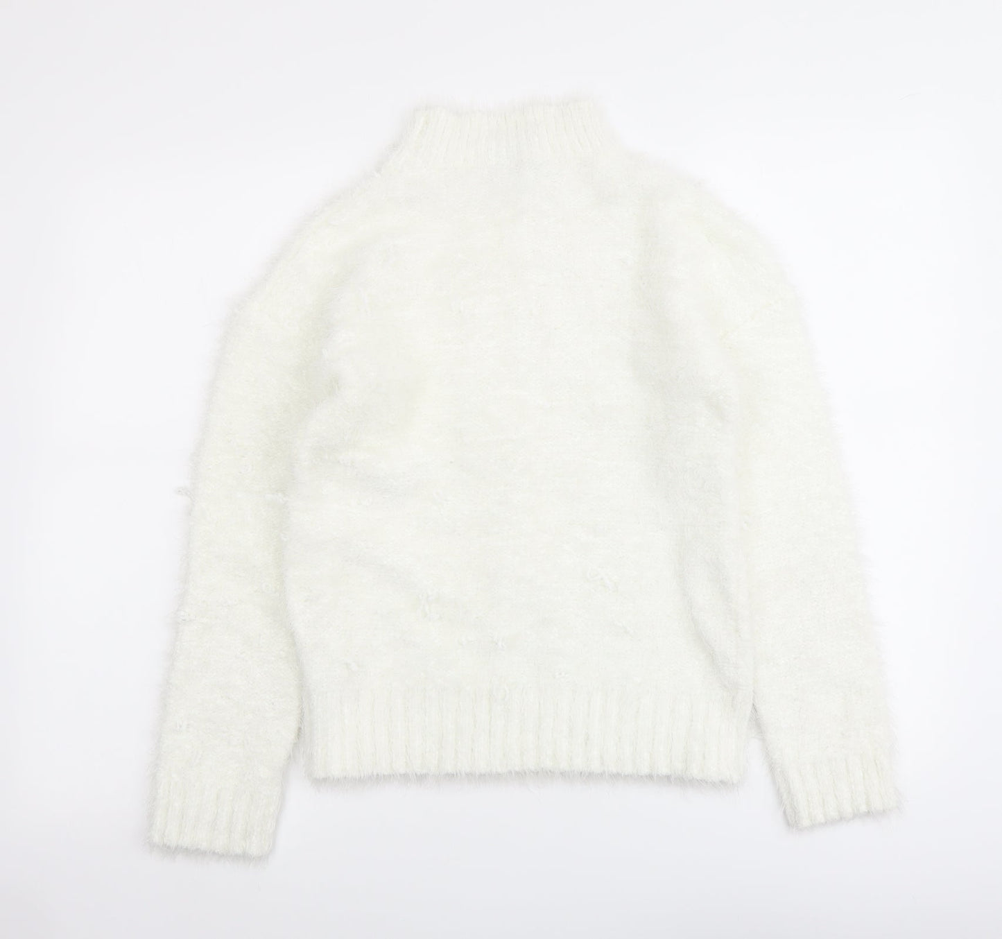 Select Womens Ivory Mock Neck Polyester Pullover Jumper Size L