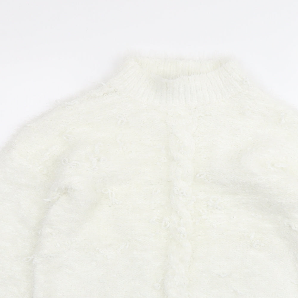 Select Womens Ivory Mock Neck Polyester Pullover Jumper Size L