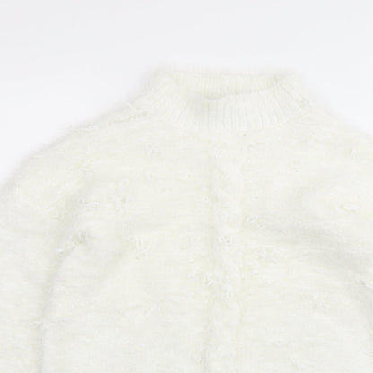 Select Womens Ivory Mock Neck Polyester Pullover Jumper Size L