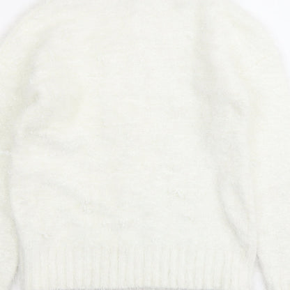 Select Womens Ivory Mock Neck Polyester Pullover Jumper Size L