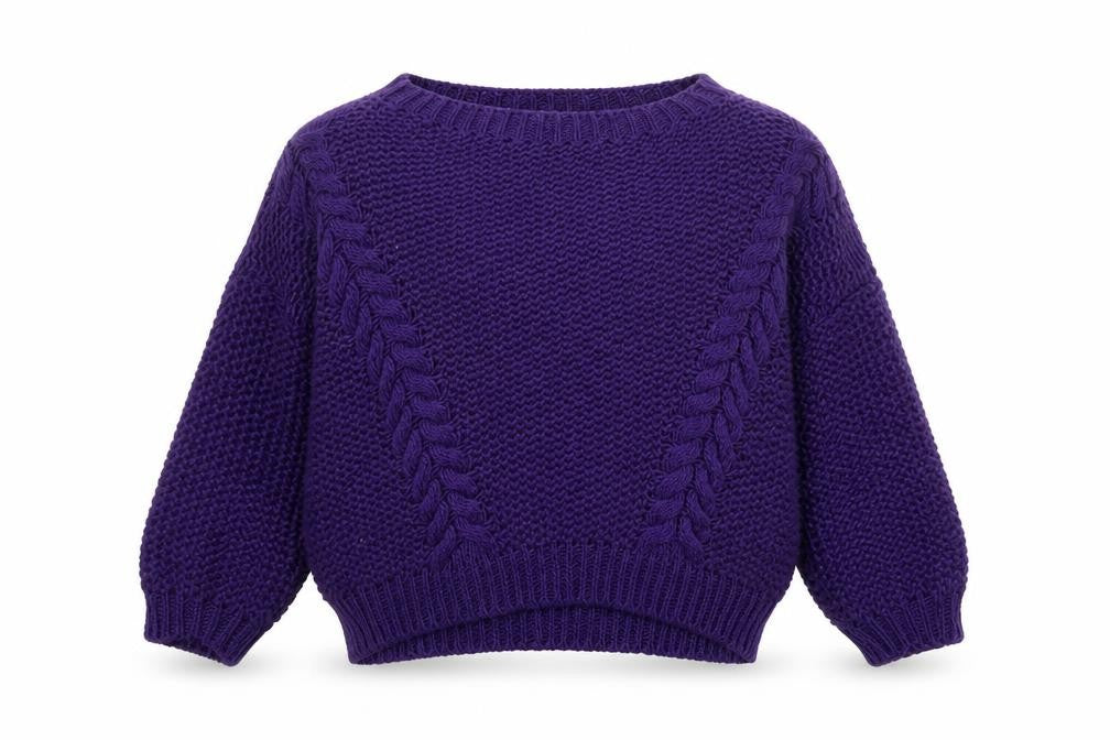 Isabella D. Womens Purple Boat Neck Acrylic Pullover Jumper Size S