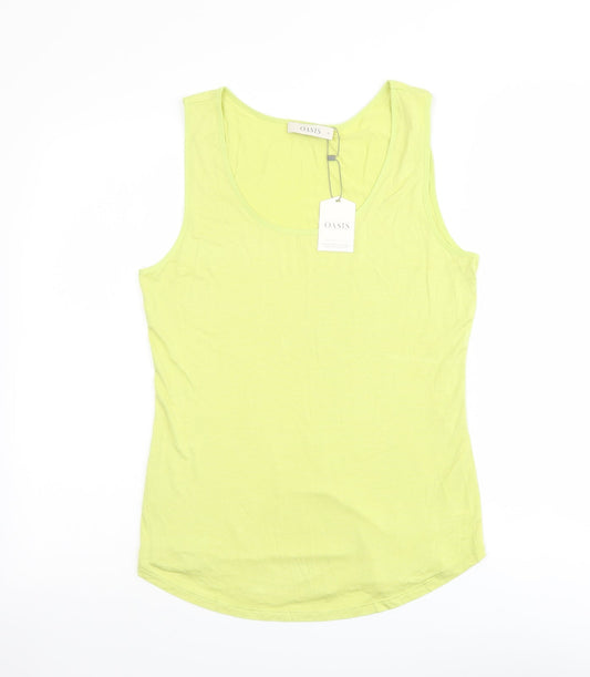 Oasis Womens Green Viscose Basic Tank Size M Scoop Neck