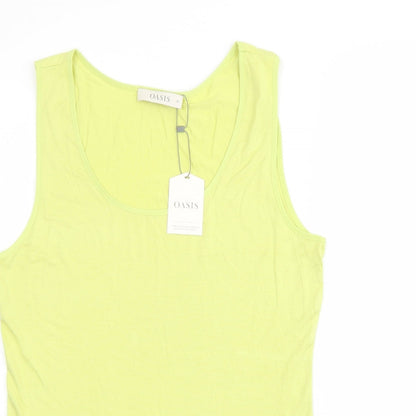 Oasis Womens Green Viscose Basic Tank Size M Scoop Neck