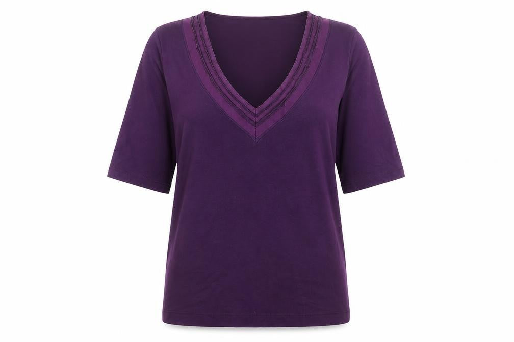 Marks & Spencer Womens Purple V-Neck Viscose Pullover Jumper Size 12