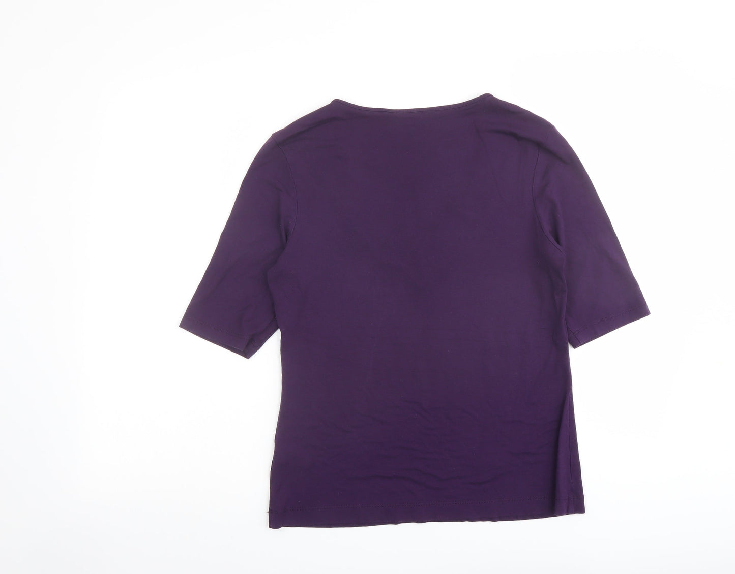 Marks and Spencer Womens Purple V-Neck Viscose Pullover Jumper Size 12