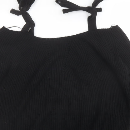 River Island Womens Black Boat Neck Cotton Pullover Jumper Size 6 - Cold shoulder