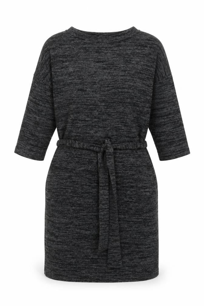 Classic Womens Grey Viscose Jumper Dress Size 6 Round Neck Pullover