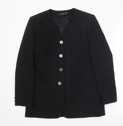 St Michael Womens Black Jacket Blazer Size 10 Button