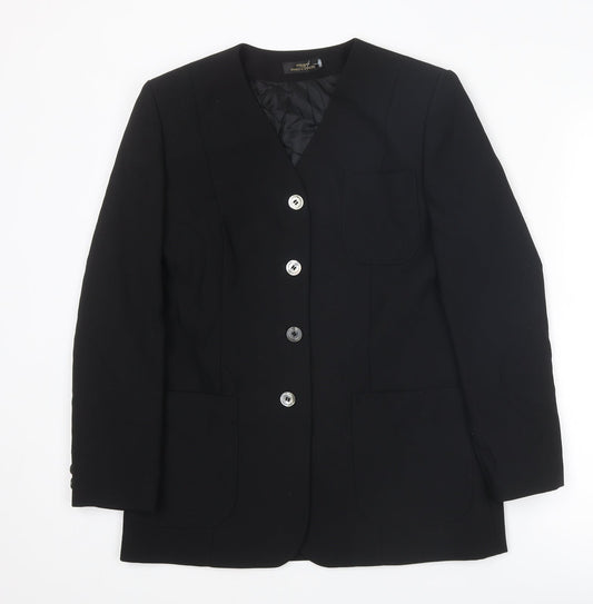 St Michael Womens Black Jacket Blazer Size 10 Button