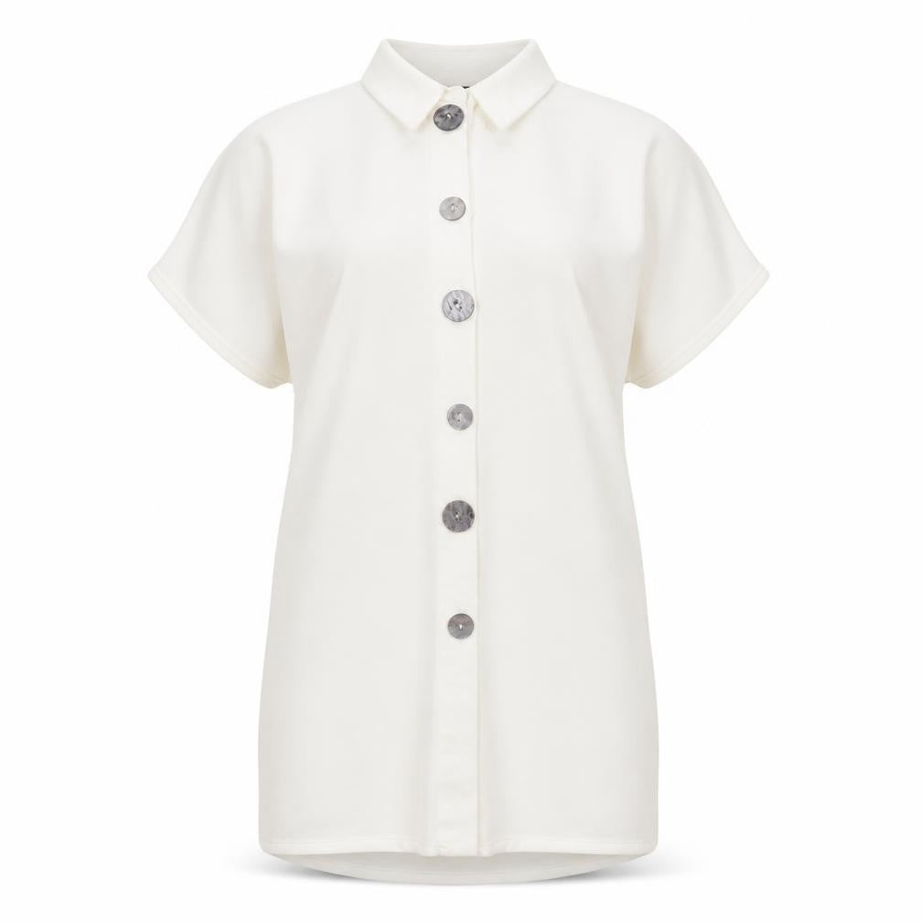 VERO MODA Womens White Polyester Shirt Dress Size M Collared Button