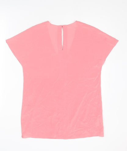 BOSS Womens Pink Silk Basic Blouse Size 6 Scoop Neck