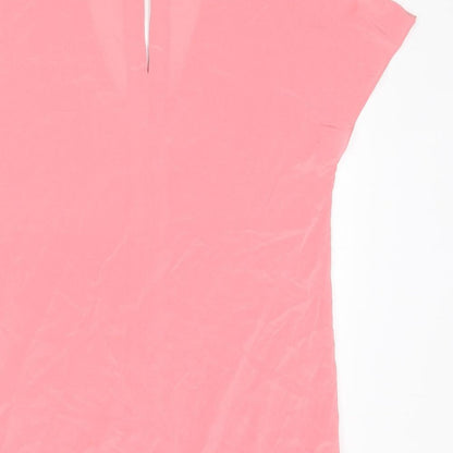 BOSS Womens Pink Silk Basic Blouse Size 6 Scoop Neck