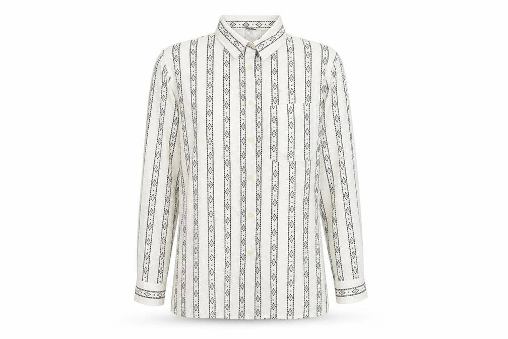 St Michael Womens White Geometric Cotton Basic Button-Up Size 8 Collared