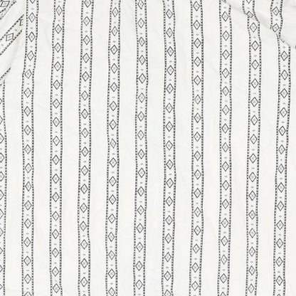St Michael Womens White Geometric Cotton Basic Button-Up Size 8 Collared
