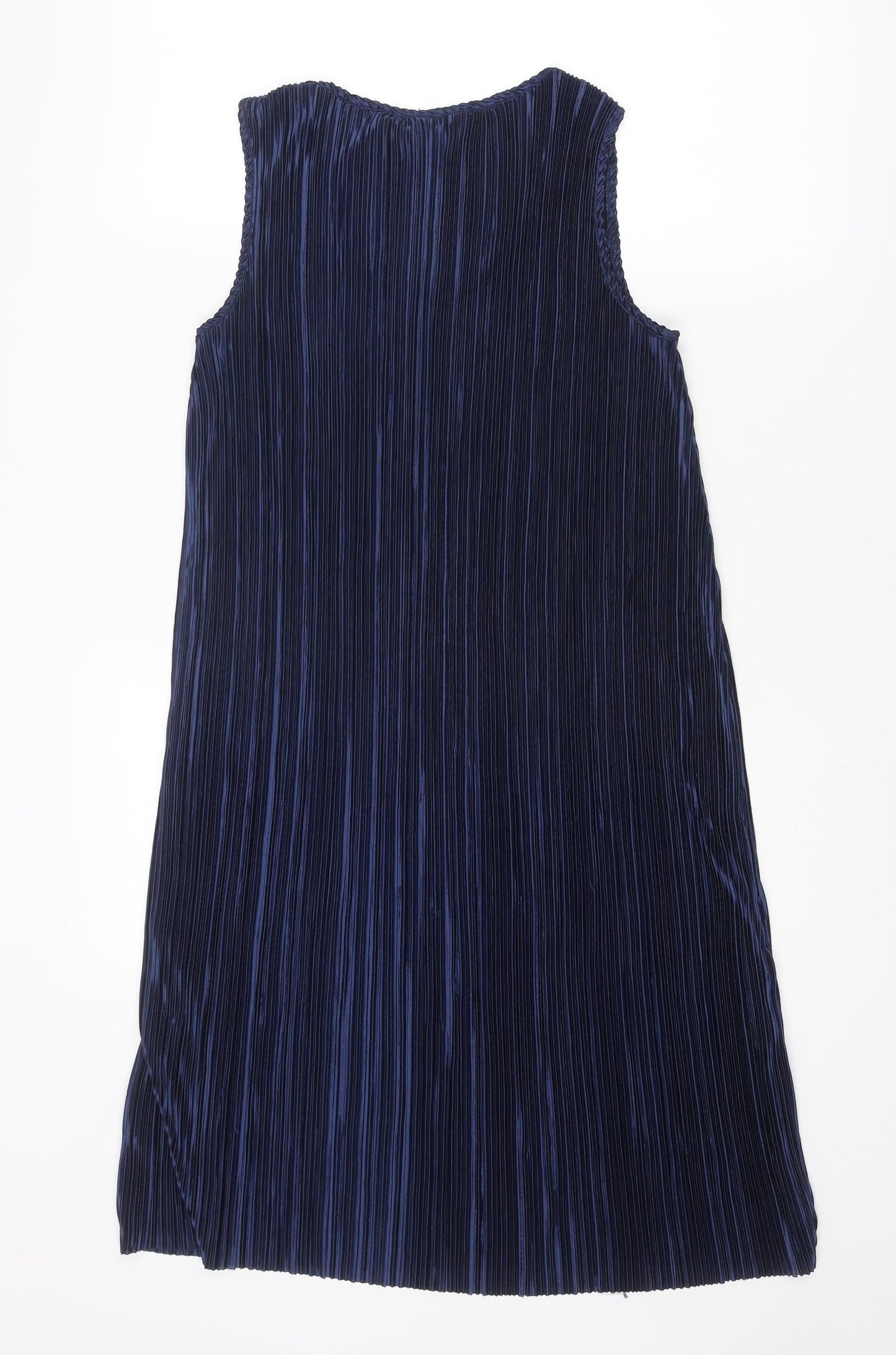 H&M Womens Blue Striped Polyester A-Line Size S Round Neck Pullover