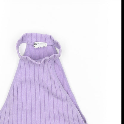 Zara Womens Purple Polyester Basic Tank Size XS Halter