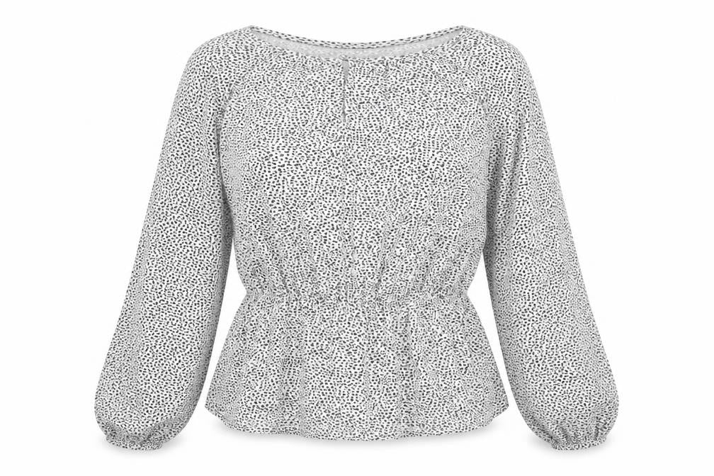 Marks & Spencer Womens Black Geometric Viscose Basic Blouse Size 8 Round Neck