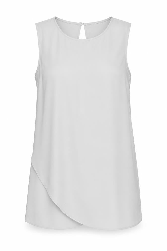 Topshop Womens Grey Polyester Basic Tank Size 10 Round Neck - Asymmetric Hem