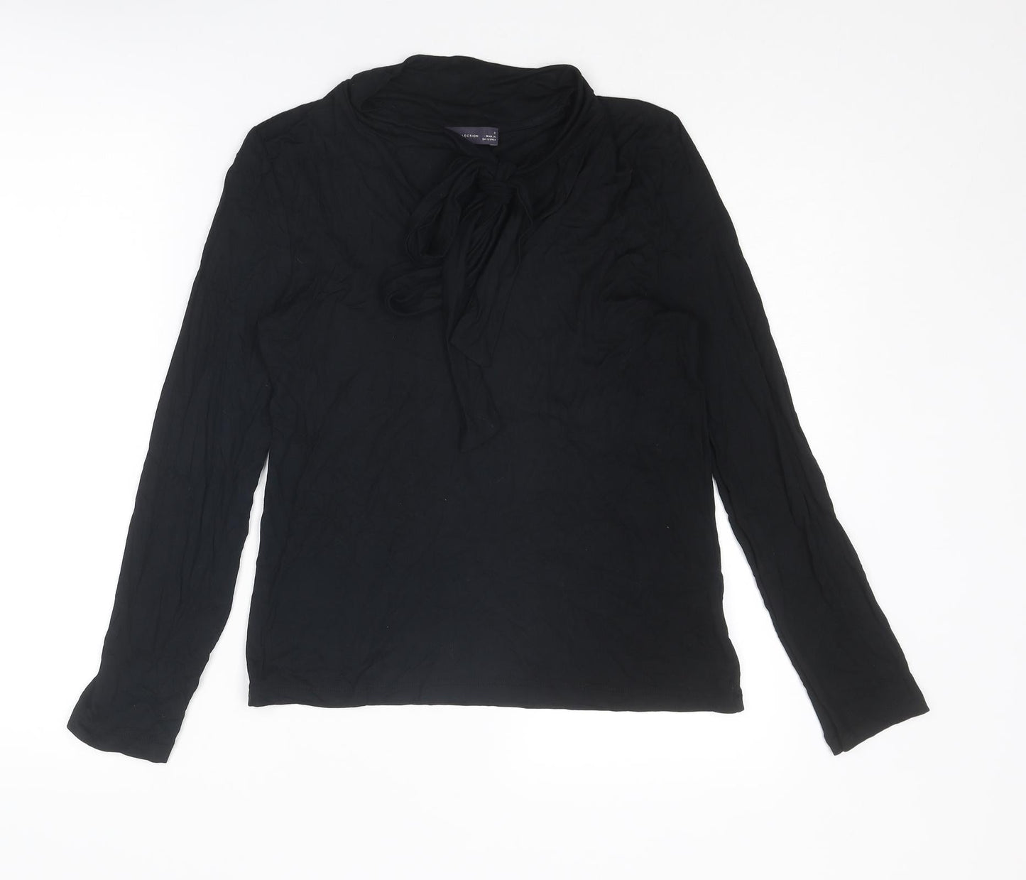 Marks and Spencer Womens Black Viscose Basic T-Shirt Size 8 V-Neck